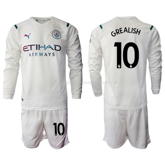 Maillot de Foot Manchester City Jack Grealish 10 Enfant Extérieur 2021-2022 Manche Longue