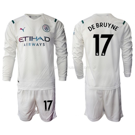 Maillot de Foot Manchester City Kevin De Bruyne 17 Enfant Extérieur 2021-2022 Manche Longue