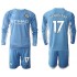 Maillot de Foot Manchester City Kevin De Bruyne 17 Enfant Domicile 2021-2022 Manche Longue