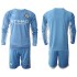 Maillot de Foot Manchester City Enfant Domicile 2021-2022 Manche Longue