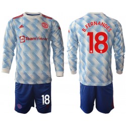 Maillot de Foot Manchester United Bruno Fernandes 18 Enfant Extérieur 2021-2022 Manche Longue