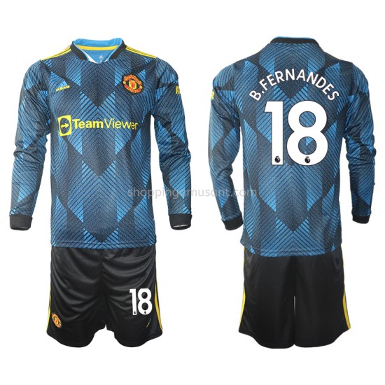 Maillot de Foot Manchester United Bruno Fernandes 18 Enfant Neutre 2021-2022 Manche Longue