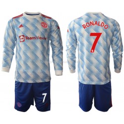 Maillot de Foot Manchester United Cristiano Ronaldo 7 Enfant Extérieur 2021-2022 Manche Longue