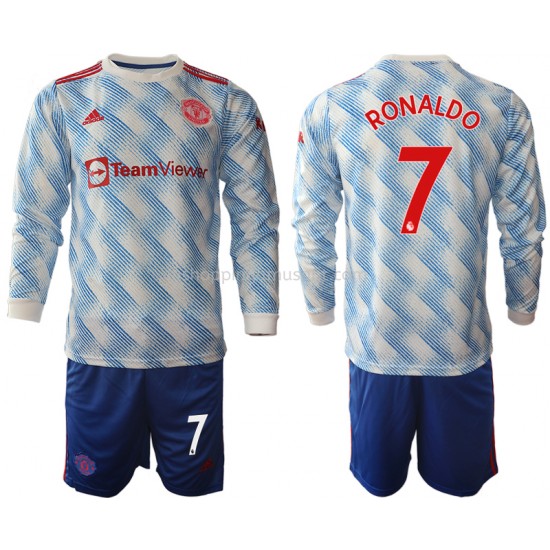 Maillot de Foot Manchester United Cristiano Ronaldo 7 Enfant Extérieur 2021-2022 Manche Longue