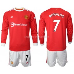 Maillot de Foot Manchester United Cristiano Ronaldo 7 Enfant Domicile 2021-2022 Manche Longue