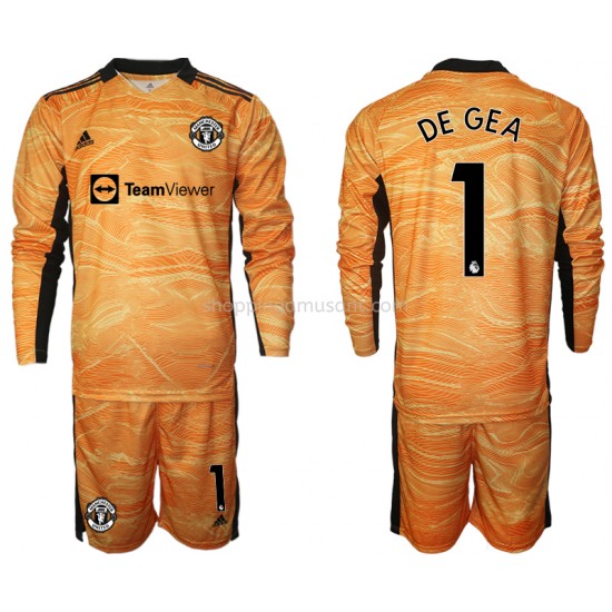 Maillot de Foot Manchester United David de Gea 1 Gardien Enfant Domicile 2021-2022 Manche Longue