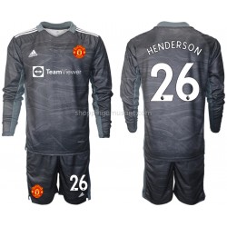 Maillot de Foot Manchester United Dean Henderson 26 Gardien Enfant Extérieur 2021-2022 Manche Longue