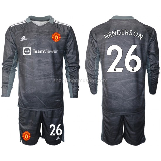 Maillot de Foot Manchester United Dean Henderson 26 Gardien Enfant Extérieur 2021-2022 Manche Longue