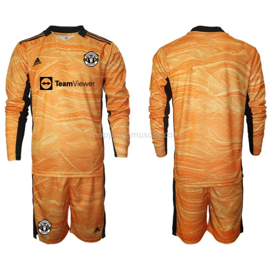 Maillot de Foot Manchester United Gardien Enfant Domicile 2021-2022 Manche Longue