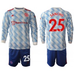 Maillot de Foot Manchester United Jadon Sancho 25 Enfant Extérieur 2021-2022 Manche Longue