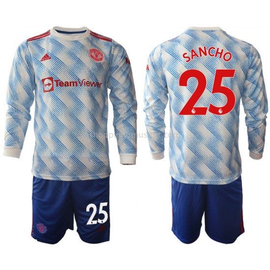 Maillot de Foot Manchester United Jadon Sancho 25 Enfant Extérieur 2021-2022 Manche Longue