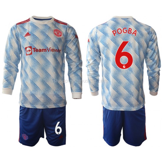 Maillot de Foot Manchester United Paul Pogba 6 Enfant Extérieur 2021-2022 Manche Longue