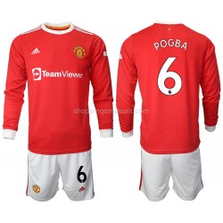 Maillot de Foot Manchester United Paul Pogba 6 Enfant Domicile 2021-2022 Manche Longue