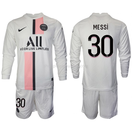 Maillot de Foot Paris Saint-Germain Lionel Messi 30 Enfant Extérieur 2021-2022 Manche Longue