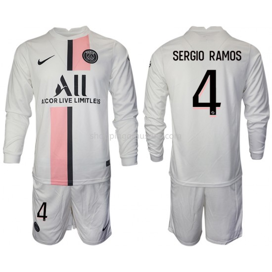 Maillot de Foot Paris Saint-Germain Sergio Ramos 4 Enfant Extérieur 2021-2022 Manche Longue