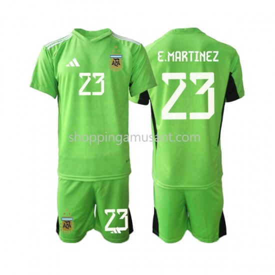 Maillot de Foot Argentine Emiliano Martinez 23 Gardien Enfant Domicile Coupe du Monde 2022 Manche Courte