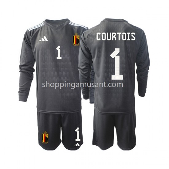 Maillot de Foot Belgique Courtois 1 Gardien Enfant Extérieur 2022 Manche Longue