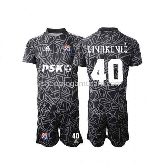 Maillot de Foot Dinamo Zagreb Livakovic 40 Gardien Enfant Domicile 2022-2023 Manche Courte