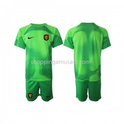 Maillot de Foot Pays-Bas Gardien Enfant Extérieur Coupe du Monde 2022 Manche Courte