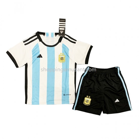 Maillot de Foot Argentine Enfant Domicile Coupe du Monde 2022 Manche Courte