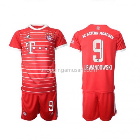 Maillot de Foot Bayern Munich Lewandowski 9 Enfant Domicile 2022-2023 Manche Courte