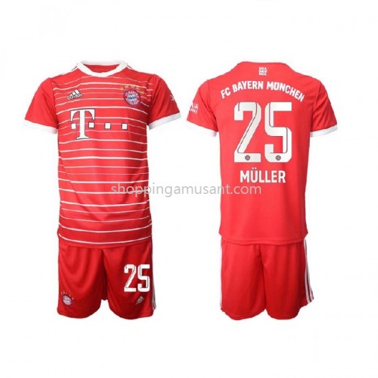 Maillot de Foot Bayern Munich Muller 25 Enfant Domicile 2022-2023 Manche Courte