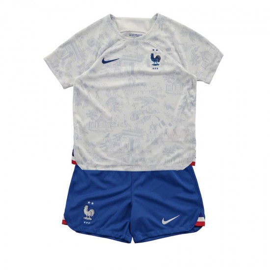 Maillot de Foot Frankrig Enfant Extérieur Coupe du Monde 2022 Manche Courte