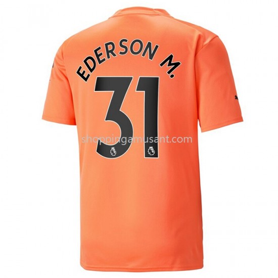Maillot de Foot Manchester City Ederson M. 31 Gardien Neutre 2022-2023 Manche Courte