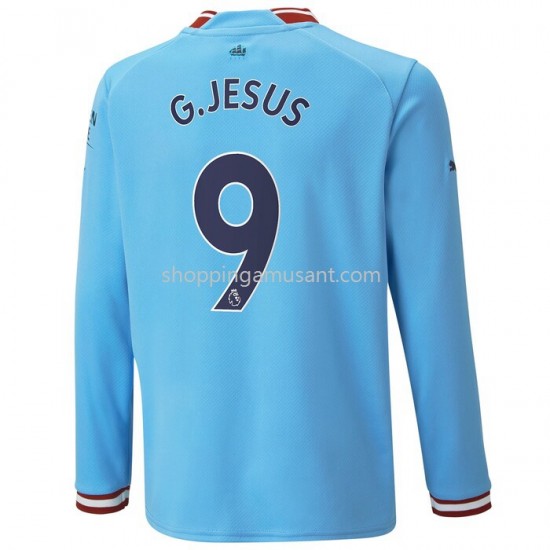 Maillot de Foot Manchester City G.Jesus 9 Domicile 2022-2023 Manche Longue