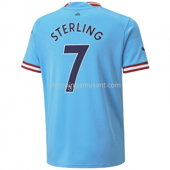 Maillot de Foot Manchester City Sterling 7 Domicile 2022-2023 Manche Courte