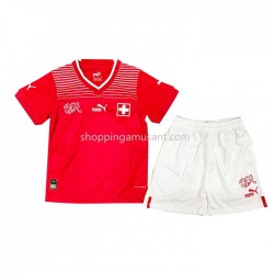 Maillot de Foot Suisse Enfant Domicile Coupe du Monde 2022 Manche Courte