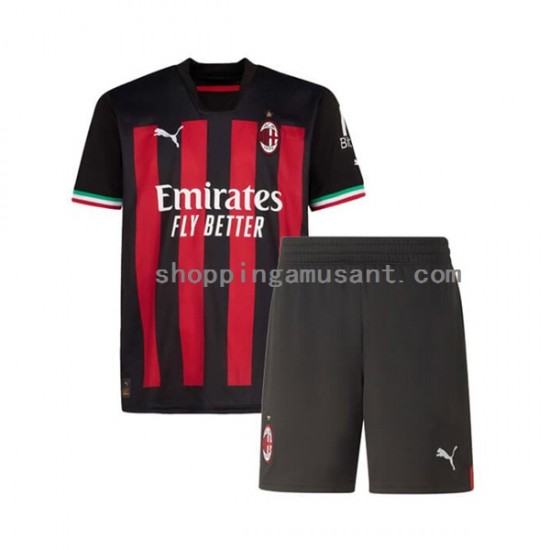Maillot de Foot AC Milan Enfant Domicile 2022-2023 Manche Courte