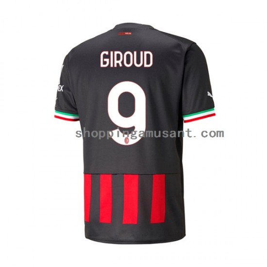 Maillot de Foot AC Milan Olivier Giroud 9 Homme Domicile 2022-2023 Manche Courte