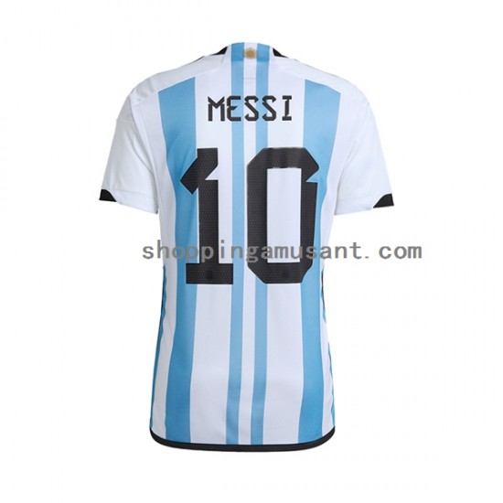 Maillot de Foot Argentine Lionel Messi 10 Homme Domicile Coupe du Monde 2022 Manche Courte