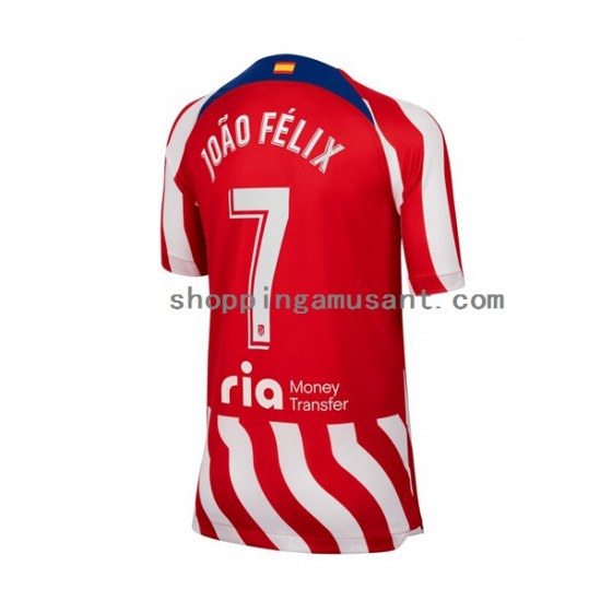 Maillot de Foot Atlético Madrid Joao Felix 7 Homme Domicile 2022-2023 Manche Courte