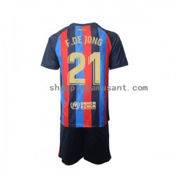 Maillot de Foot FC Barcelone Frenkie de Jong 21 Enfant Domicile 2022-2023 Manche Courte