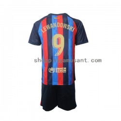 Maillot de Foot FC Barcelone Robert Lewandowski 9 Enfant Domicile 2022-2023 Manche Courte