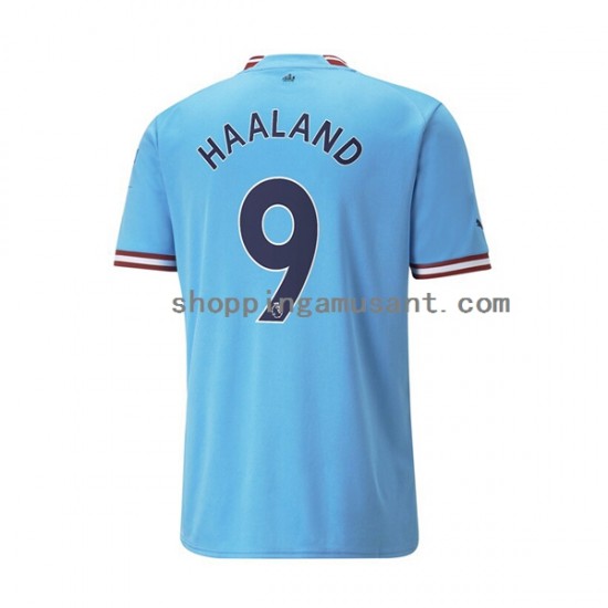 Maillot de Foot Manchester City Haaland 9 Homme Domicile 2022-2023 Manche Courte