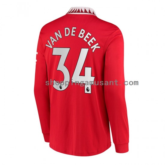 Maillot de Foot Manchester United Donny van de Beek 34 Homme Domicile 2022-2023 Manche Longue