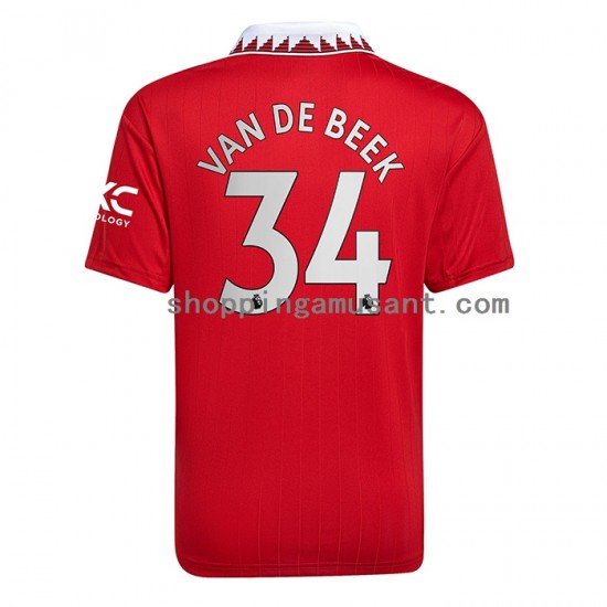 Maillot de Foot Manchester United Donny van de Beek 34 Homme Domicile 2022-2023 Manche Courte