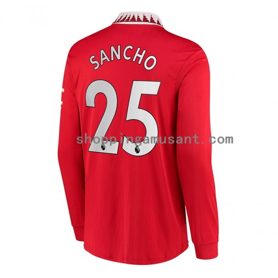 Maillot de Foot Manchester United Jadon Sancho 25 Homme Domicile 2022-2023 Manche Longue