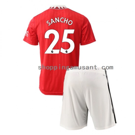 Maillot de Foot Manchester United Jadon Sancho 25 Homme Enfant Domicile 2022-2023 Manche Courte