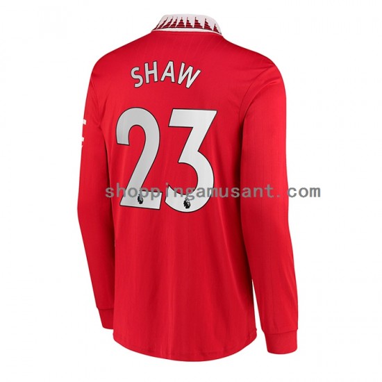 Maillot de Foot Manchester United Luke Shaw 23 Homme Domicile 2022-2023 Manche Longue