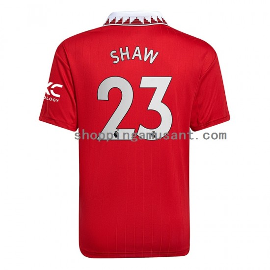 Maillot de Foot Manchester United Luke Shaw 23 Homme Domicile 2022-2023 Manche Courte