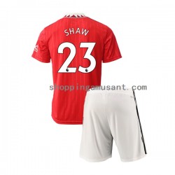 Maillot de Foot Manchester United Luke Shaw 23 Enfant Domicile 2022-2023 Manche Courte
