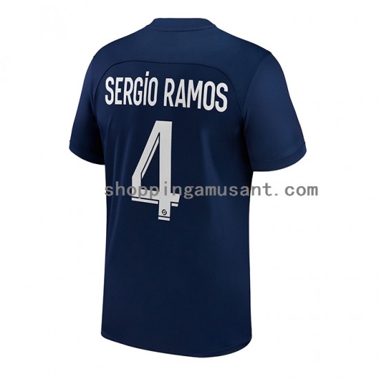 Maillot de Foot Paris Saint-Germain Sergio Ramos 4 Homme Domicile 2022-2023 Manche Courte