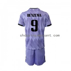 Maillot de Foot Real Madrid Karim Benzema 9 Enfant Extérieur 2022-2023 Manche Courte