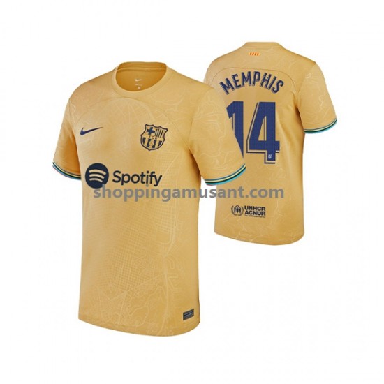 Maillot de Foot FC Barcelone Memphis Depay 14 Homme Extérieur 2022-2023 Manche Courte