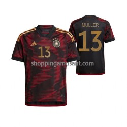 Maillot de Foot Allemagne Thomas Muller 13 Homme Extérieur Coupe du Monde 2022 Manche Courte