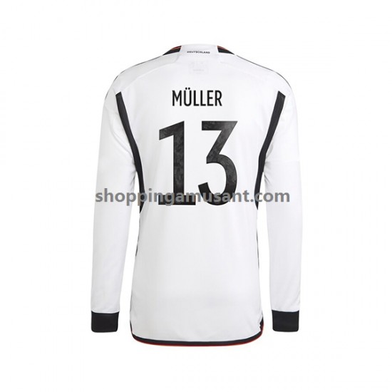 Maillot de Foot Allemagne Thomas Muller 13 Homme Domicile Coupe du Monde 2022 Manche Longue